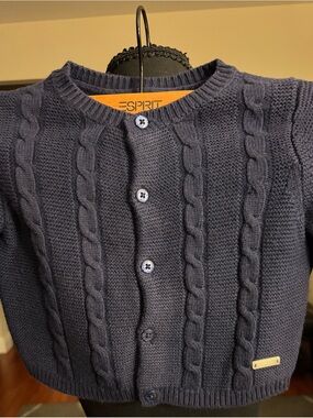 Janie and Jack Navy Cable Knit Button Cardigan